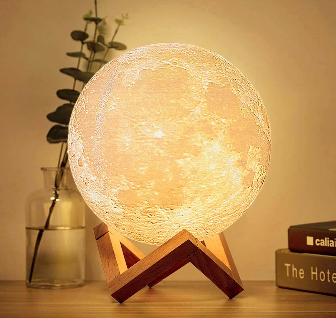 Lampada lunare magica | 16 colori | con supporto in legno | MoonNest