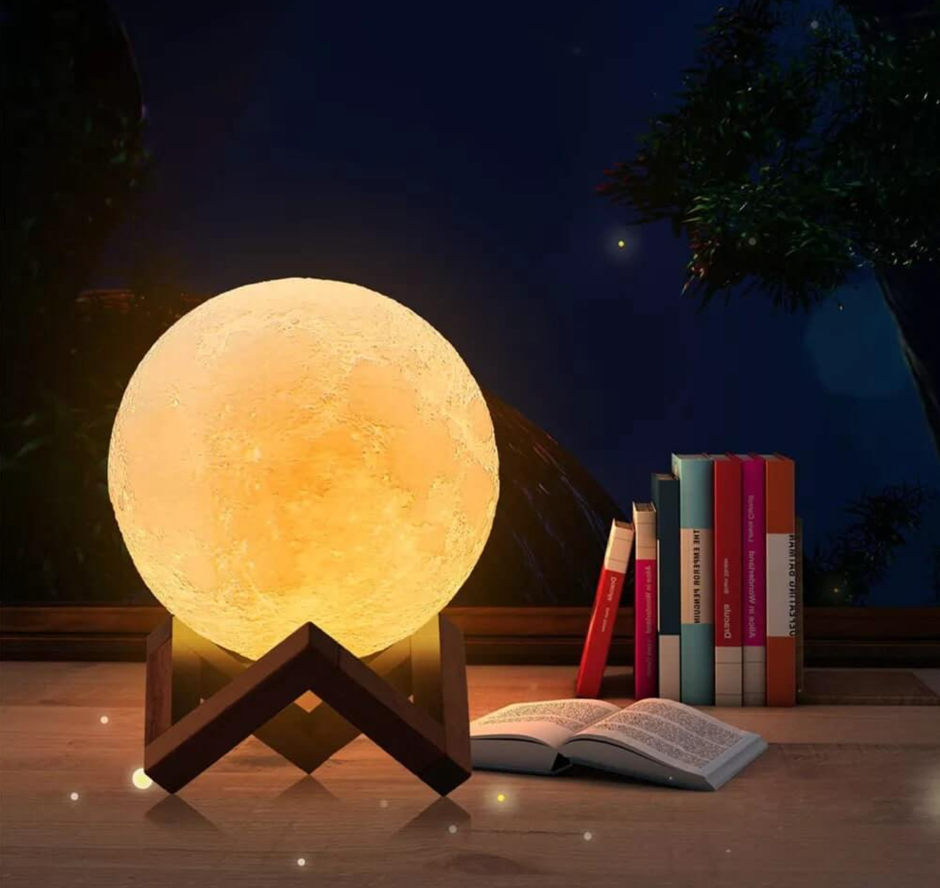 Lampada lunare magica | 16 colori | con supporto in legno | MoonNest