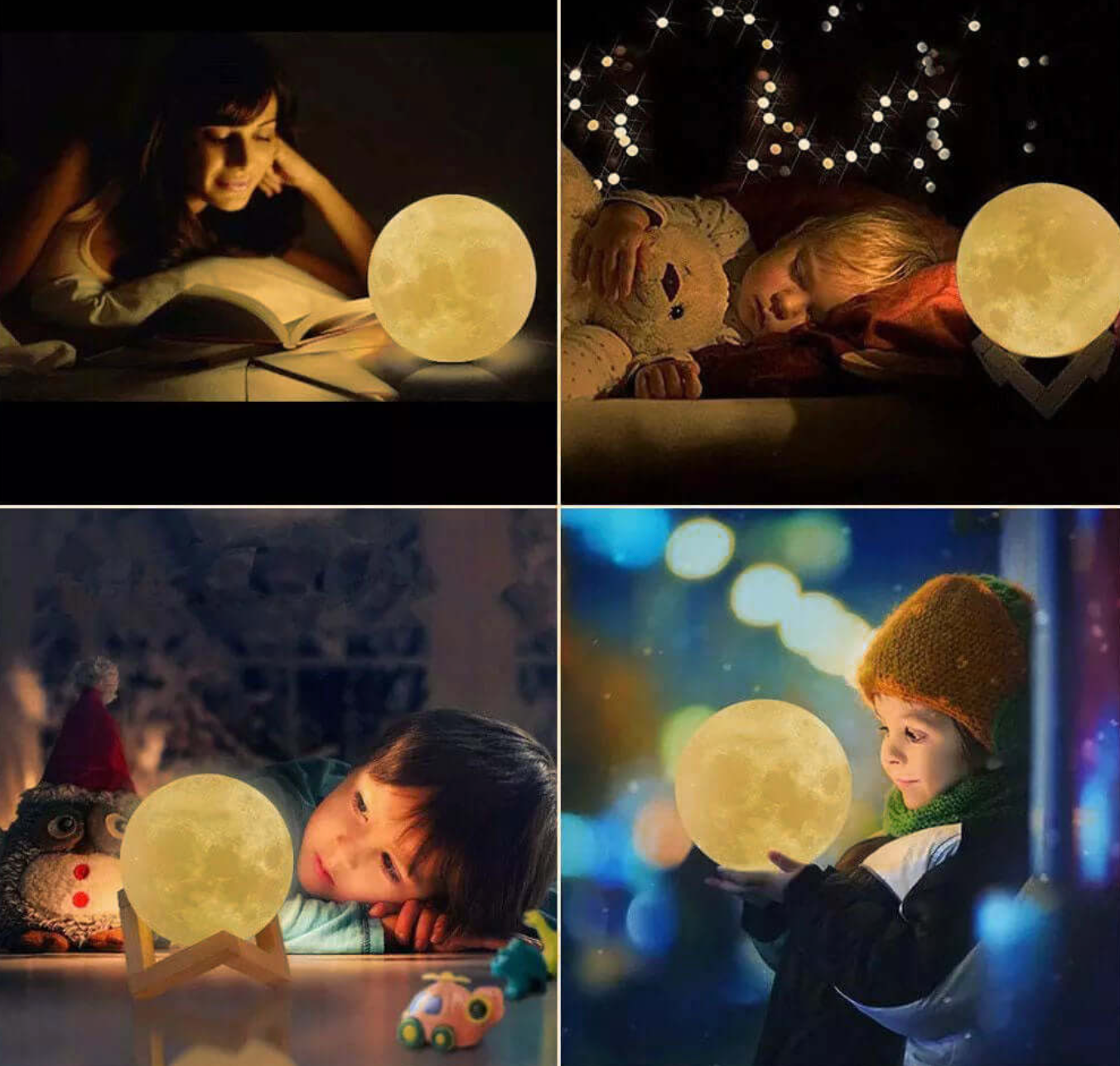 Lampada lunare magica | 16 colori | con supporto in legno | MoonNest