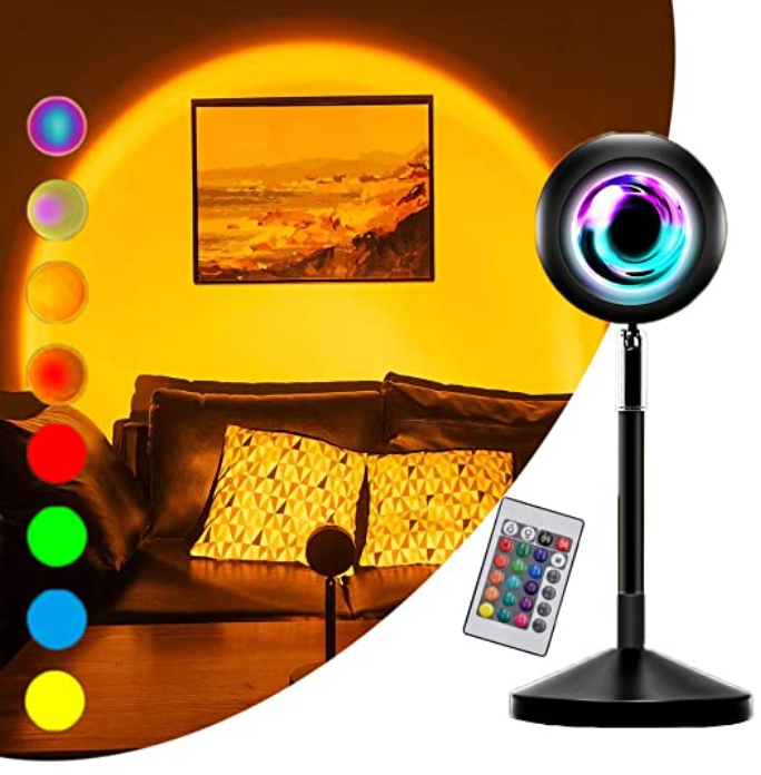 LED projektorová stolní lampa Západ slunce | 16 barev světla pro vytvoření atmosféry | S dálkovým ovládáním | AuraCast