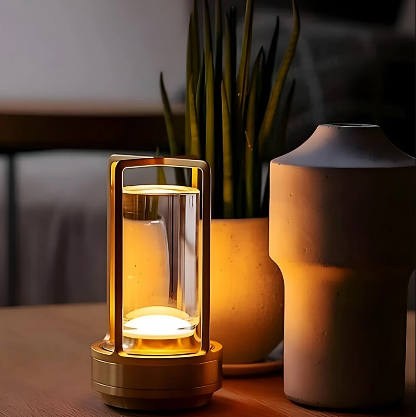 Lampe de table sans fil | Design en cristal | Intensité réglable par commande tactile | CrystalGlow