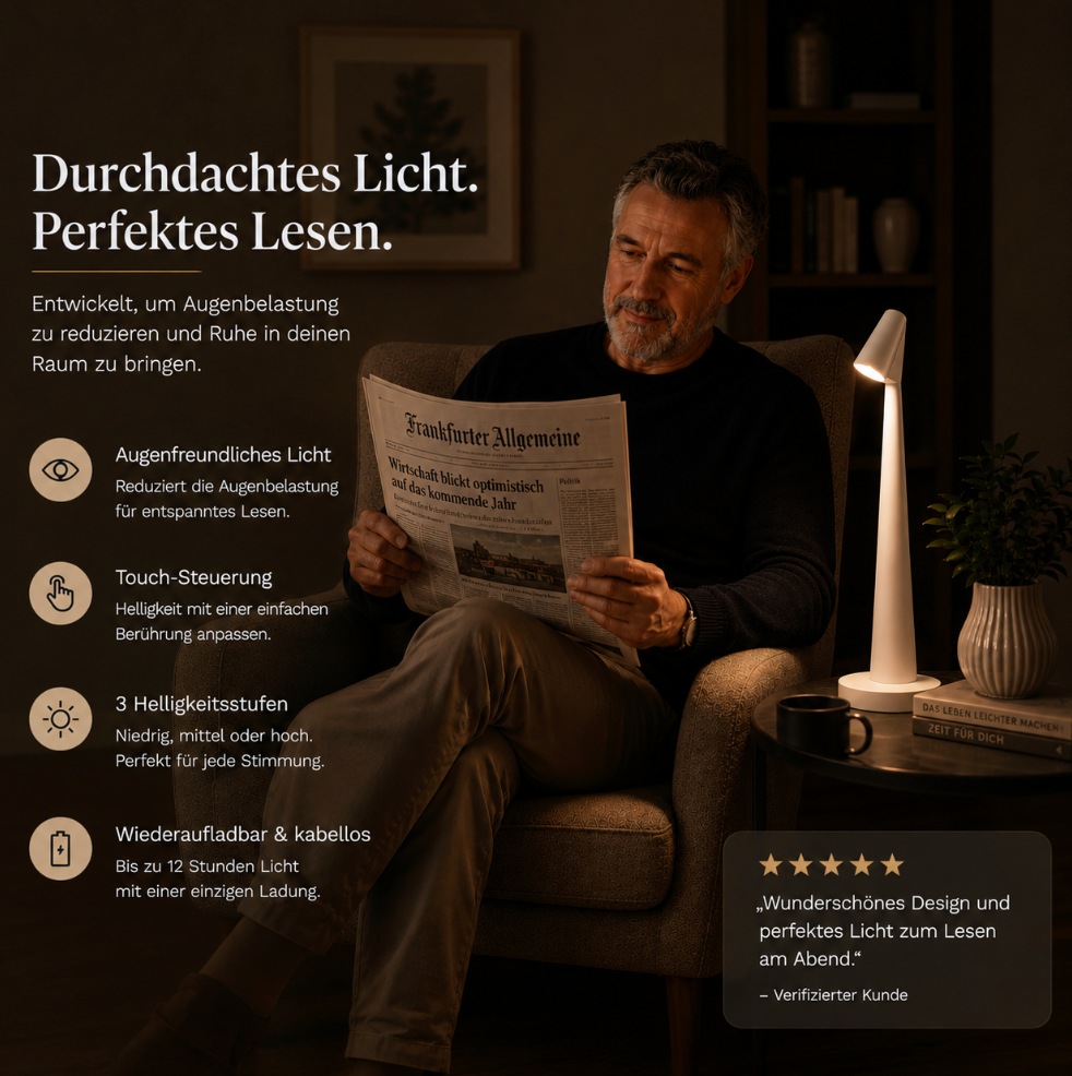 Akku Tischlampe Aluminium 35 cm & 45 cm | Kabellos mit 3-Stufen Touch-Dimmer | USB-Aufladung, 8-10 Std. Leuchtdauer, 5 Farben 9