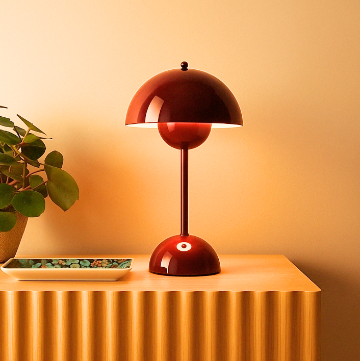 Draadloze LED-tafellamp | Retro-paddenstoelontwerp | Dimbaar via aanraking | LumaShade