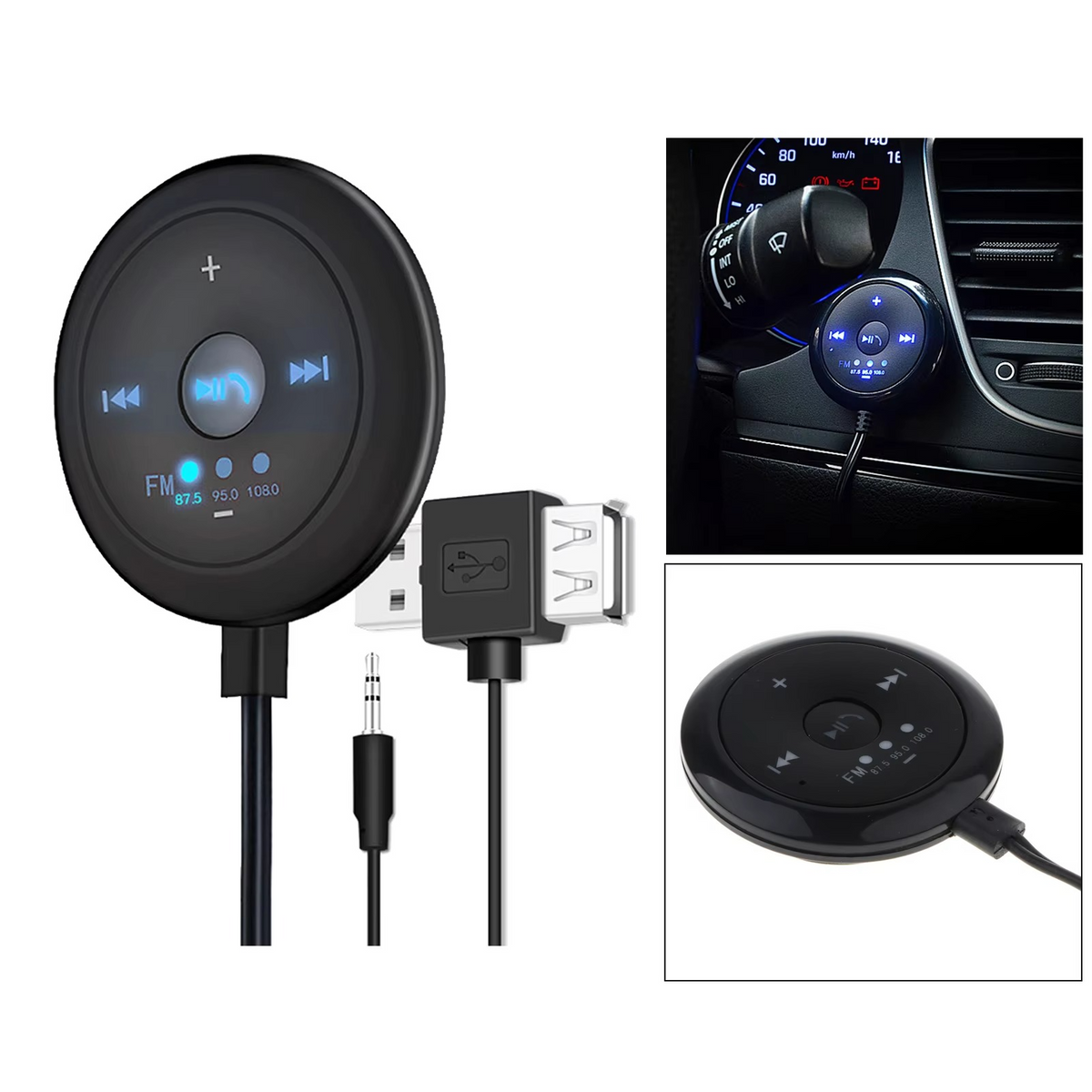 Bluetooth 5.0 FM-Transmitter Autoradio | AUX-Eingang, Freisprechfunktion | 500-mAh-Akku mit 5-V-Ladeanschluss, kompatibel 4