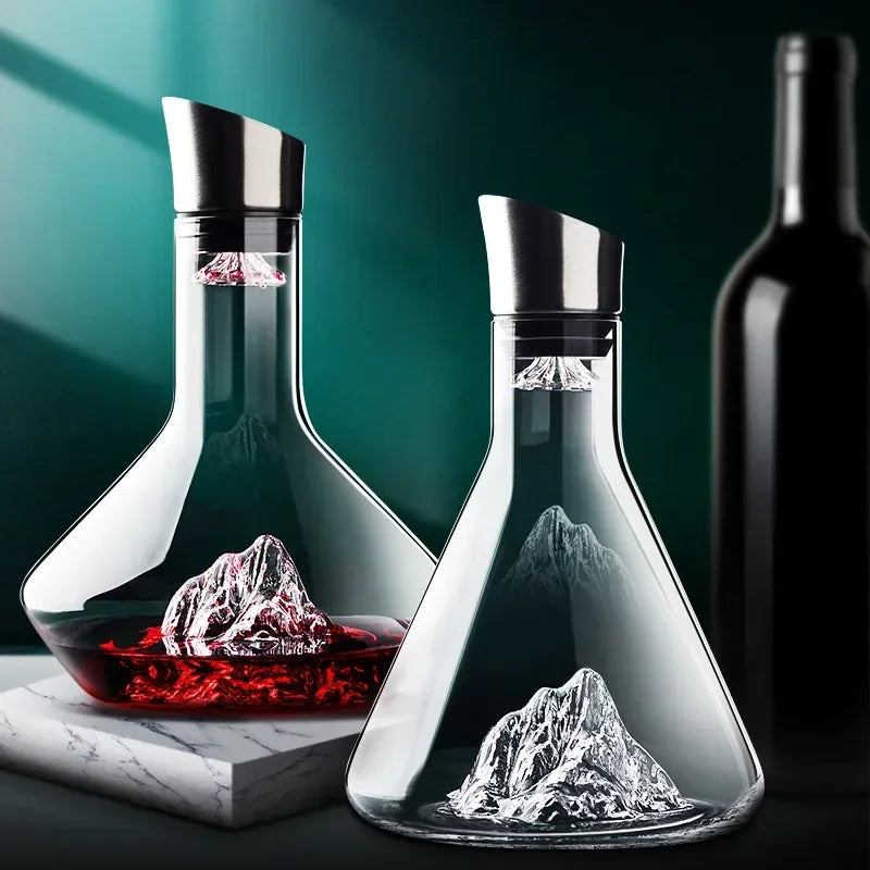 Weindekanter Kristallglas 1500 ml | Asymmetrisches Design, handgefertigt | Belüftet Rotwein für intensives Aroma 3