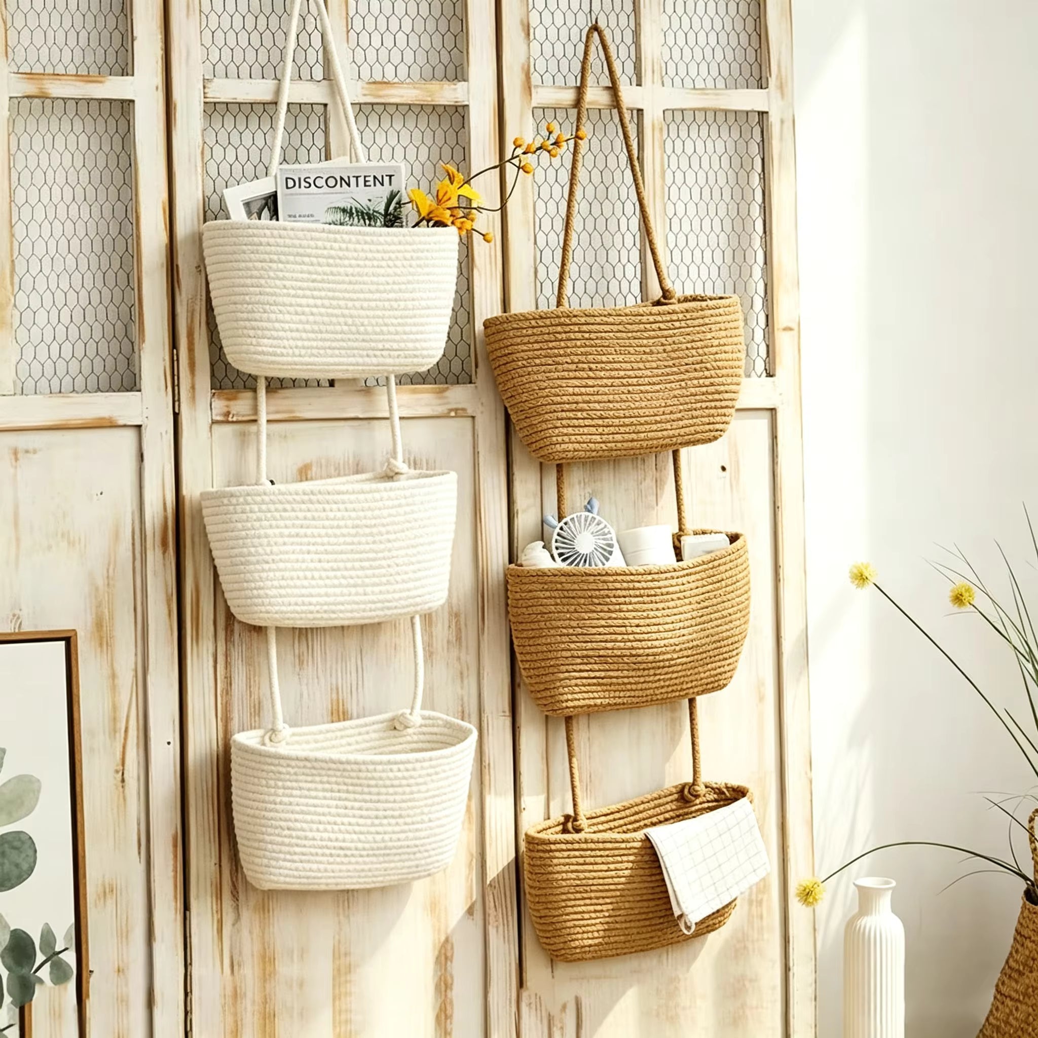 Cestino sospeso | 3 scomparti e ganci per porta | Spazio verticale | TrioNest