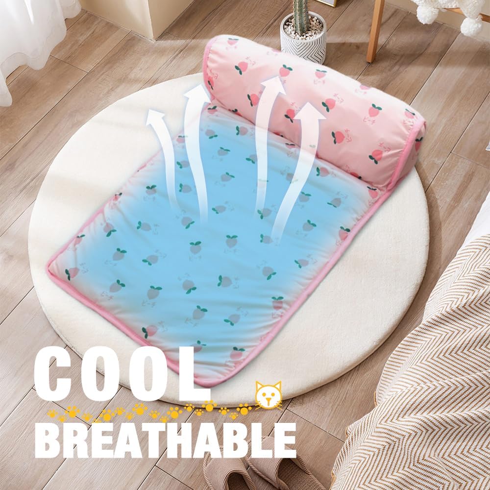 Selbstkühlendes Sommerhaustierbett | Eis-Seide | Mit Kissen | Frostbed