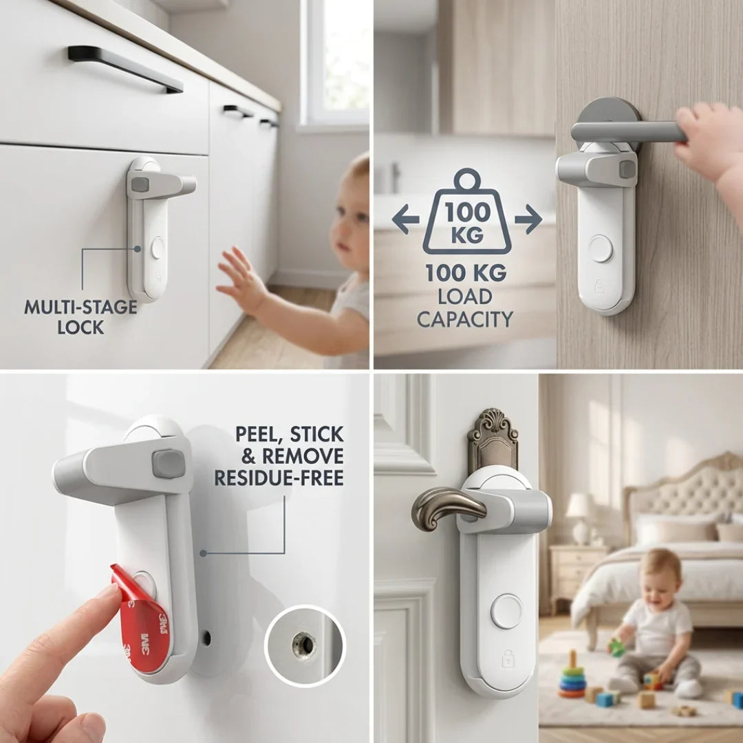 Selbstklebende Kindersicherung Schrank ohne Bohren mit Klebeband 4