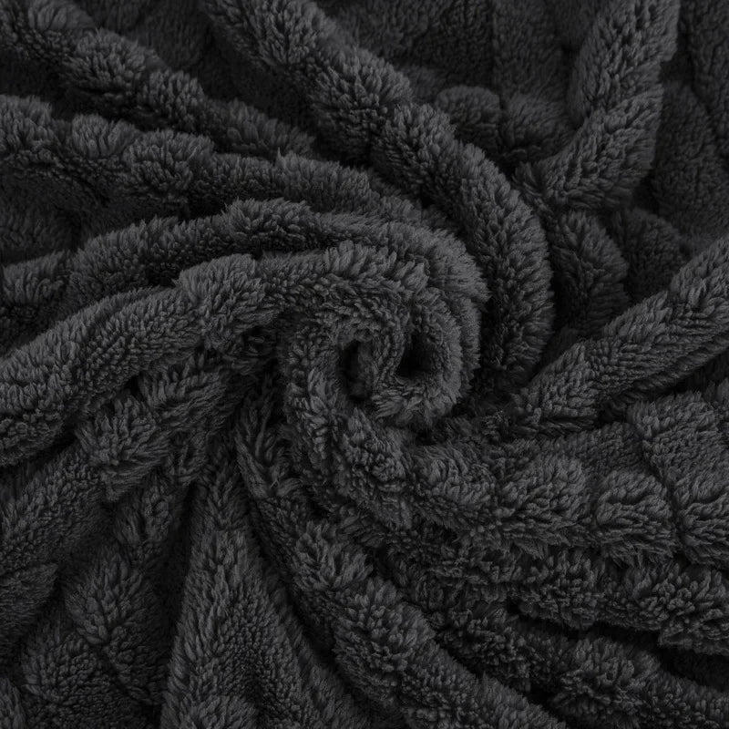 Jacquard-Fleecedecke Baumwollfleece 150 x 200 cm | Beige, Blau, Marineblau, Kaffee | Beidseitig weich für Herbst & Winter 5
