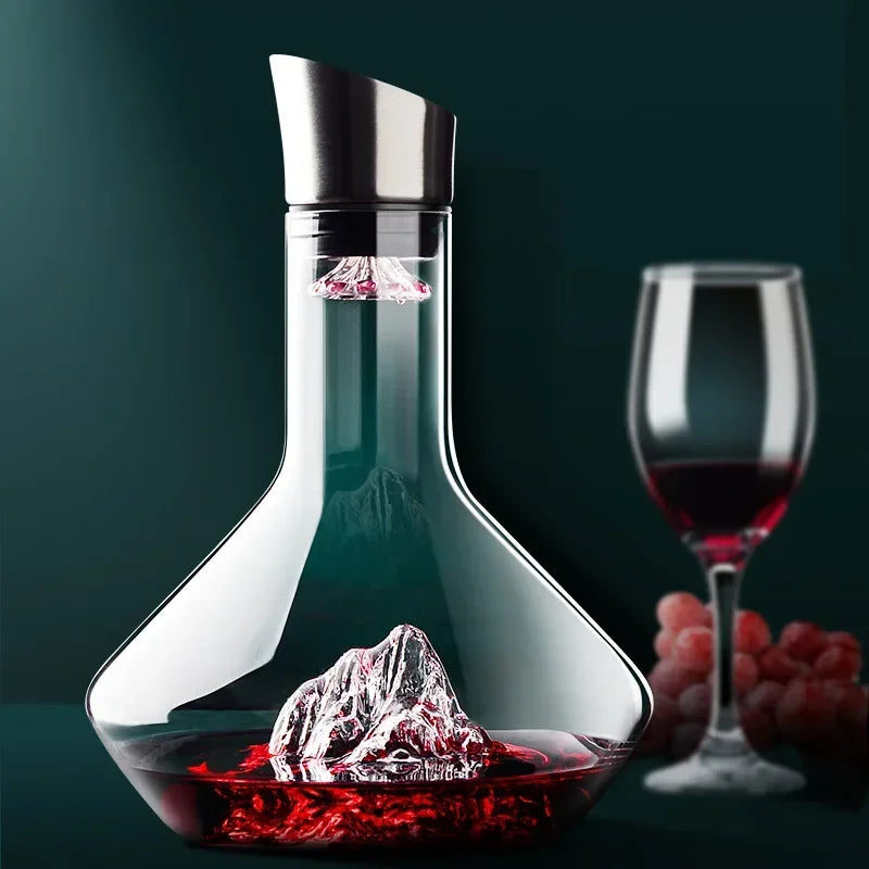 Weindekanter Kristallglas 1500 ml | Asymmetrisches Design, handgefertigt | Belüftet Rotwein für intensives Aroma 2