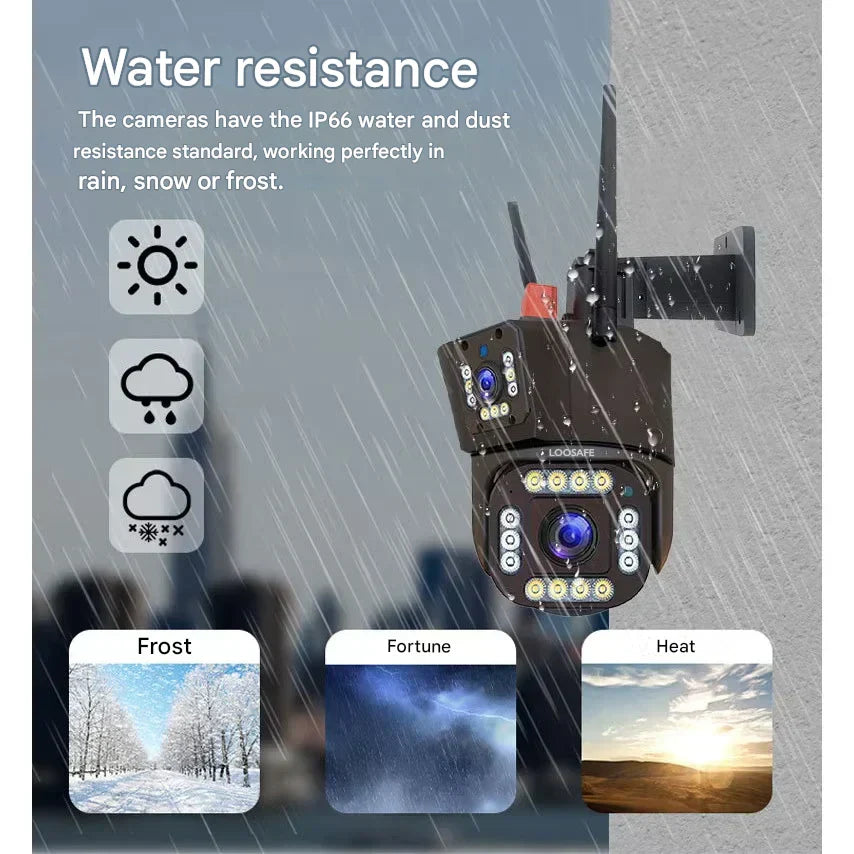 Sicherheitskamera Solar Dual-Linse | 10x Zoom 360° PTZ | 12.000 mAh IP66 4G WLAN | Vigiora