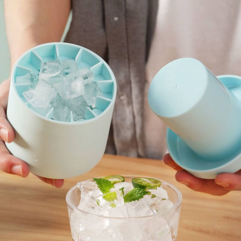 Přenosný výrobník silikonových ledových kostek | Potravinářský silikon a ABS | Frostcup