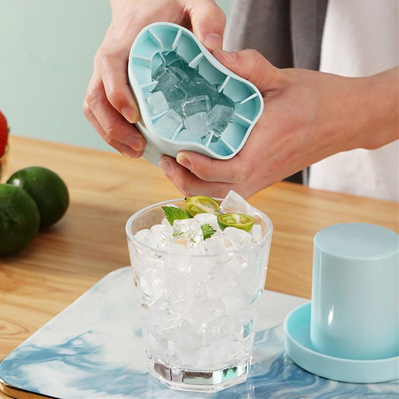 Přenosný výrobník silikonových ledových kostek | Potravinářský silikon a ABS | Frostcup