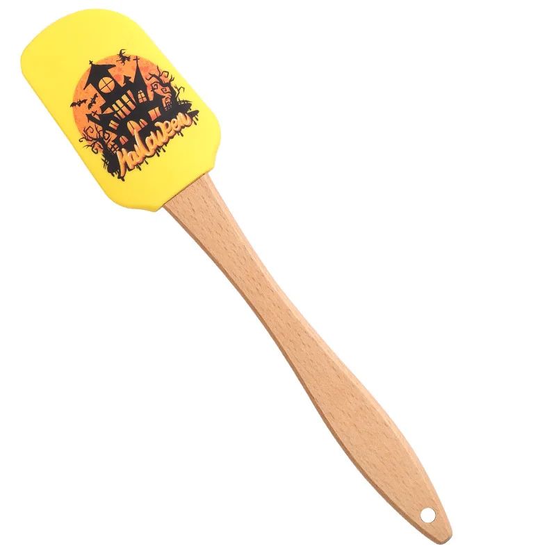 Silikon Backspatel mit Holzgriff | Hitzebeständig & Antihaft, Halloween-Design | Schont Kochgeschirr beim Rühren 10