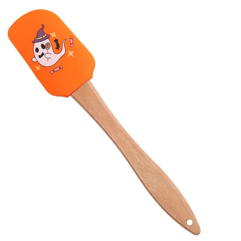 Silikon Backspatel mit Holzgriff | Hitzebeständig & Antihaft, Halloween-Design | Schont Kochgeschirr beim Rühren 11