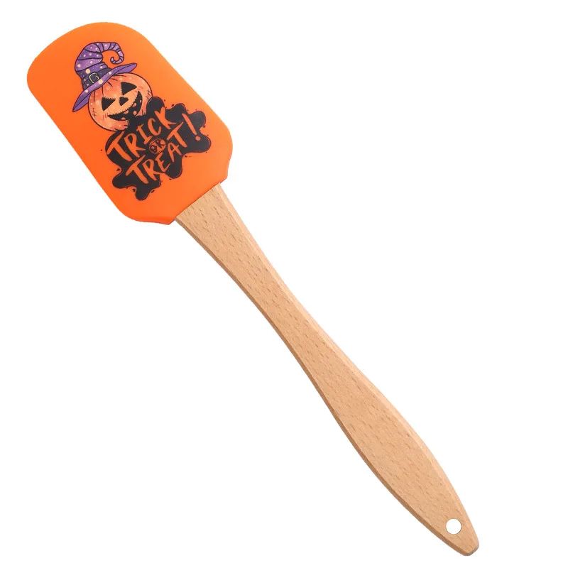 Silikon Backspatel mit Holzgriff | Hitzebeständig & Antihaft, Halloween-Design | Schont Kochgeschirr beim Rühren 9