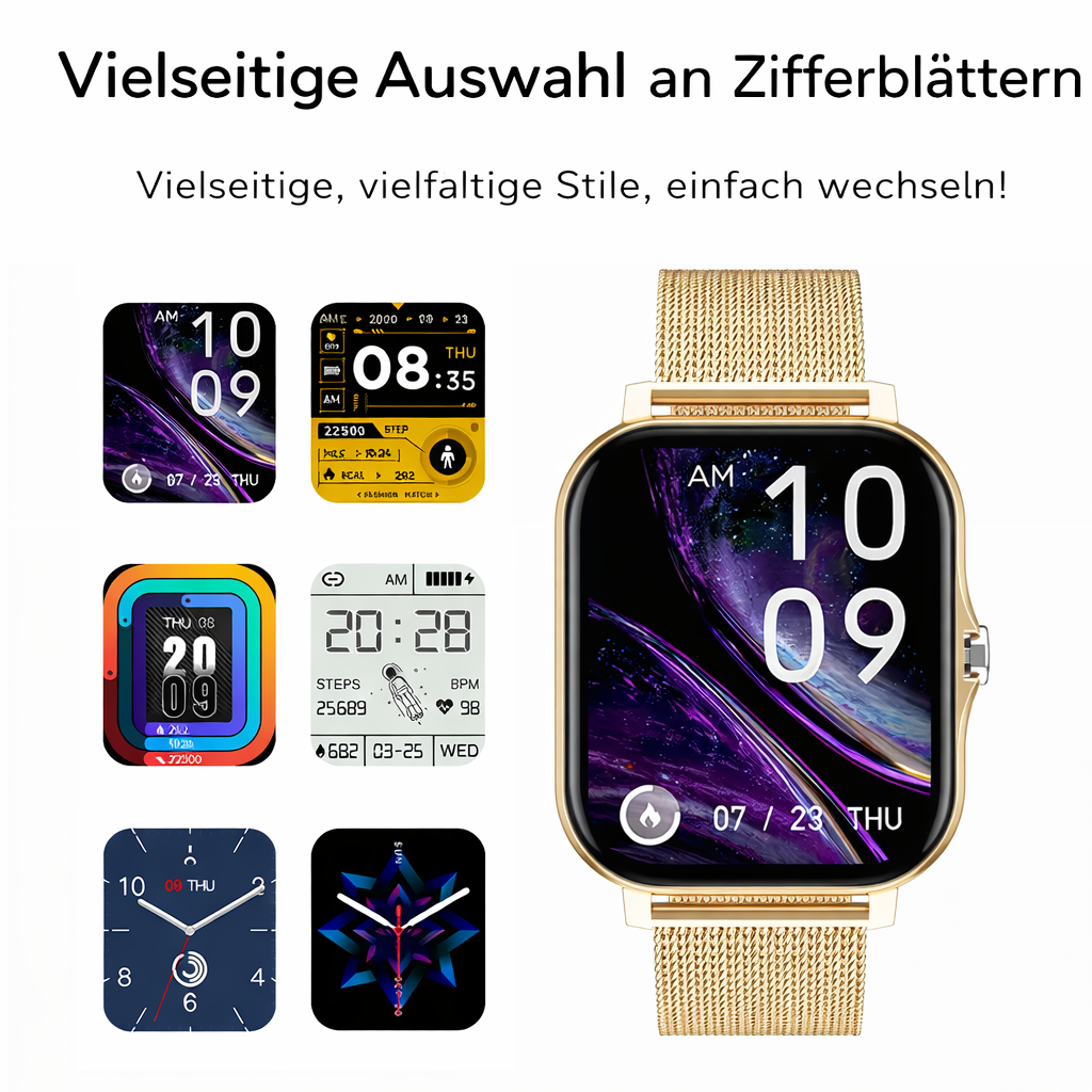 Smartwatch | Gesundheitsüberwachung | Lange Akkulaufzeit | Gebogenes Display | Healthora