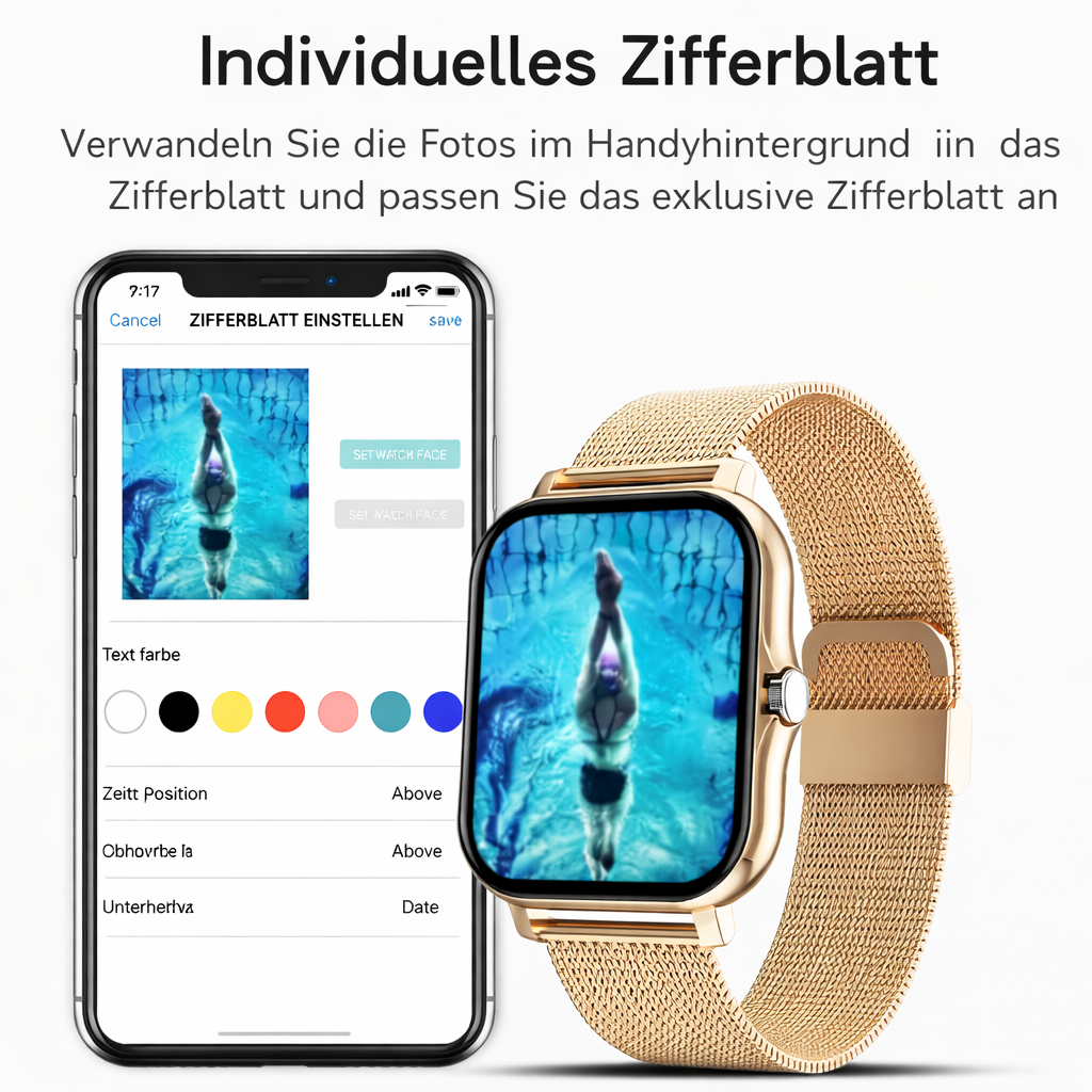 Smartwatch | Gesundheitsüberwachung | Lange Akkulaufzeit | Gebogenes Display | Healthora