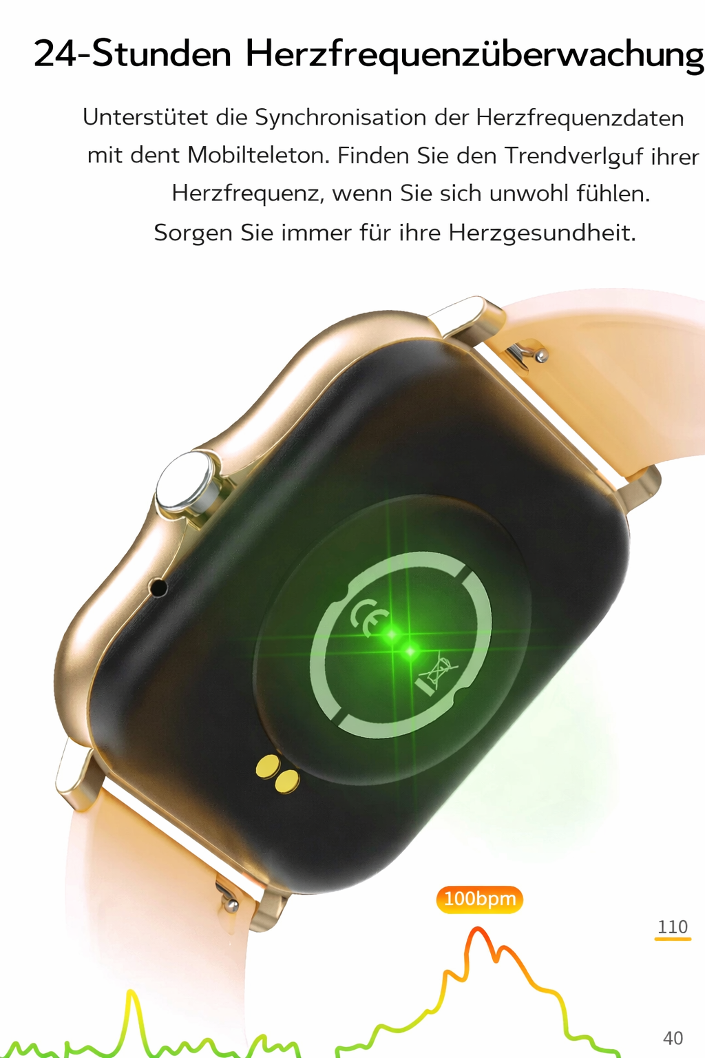 Smartwatch | Gesundheitsüberwachung | Lange Akkulaufzeit | Gebogenes Display | Healthora