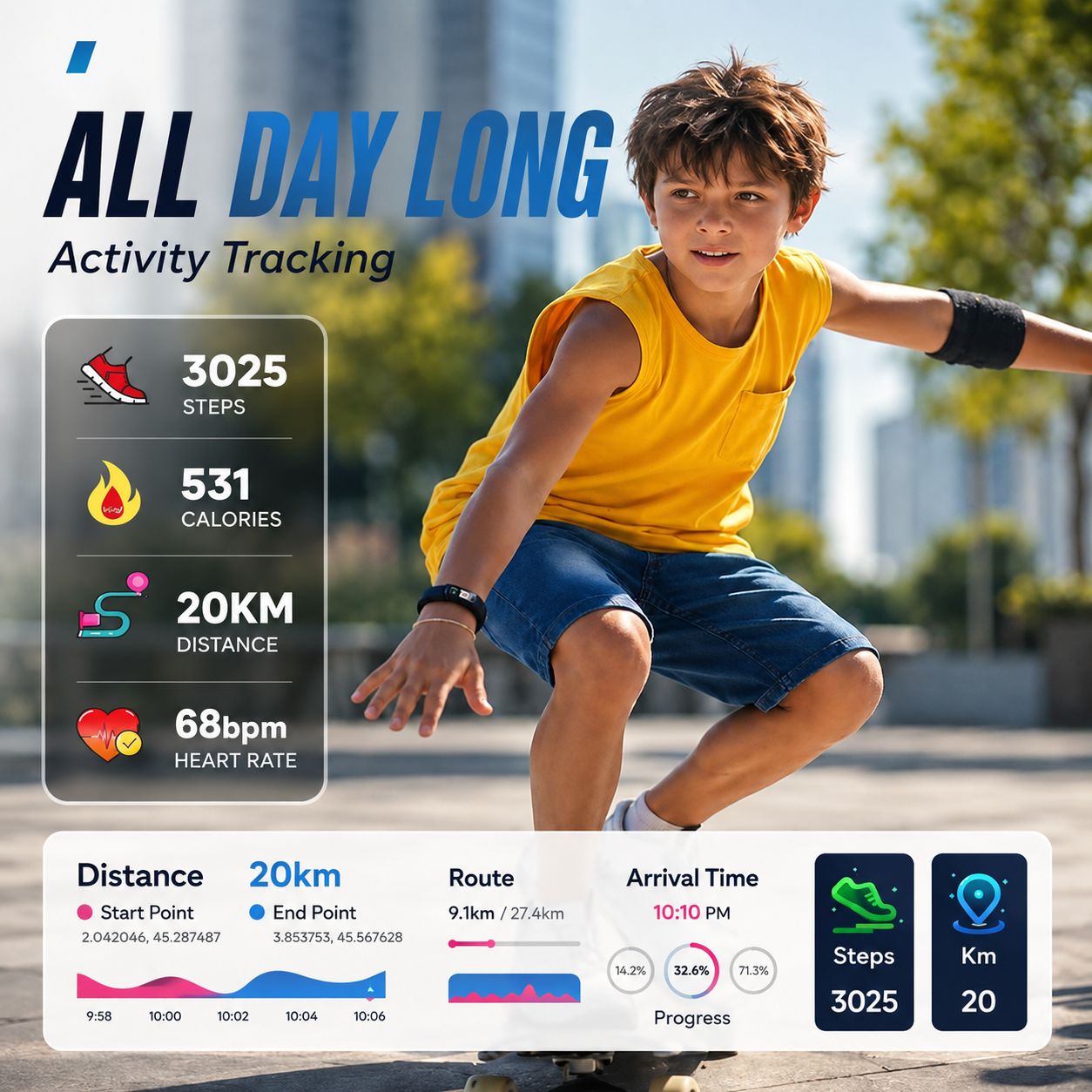 Smartwatch für Kinder | mit Farbdisplay | Fitness-Tracker mit Schritt- & Pulsanzeige | PlayPulse