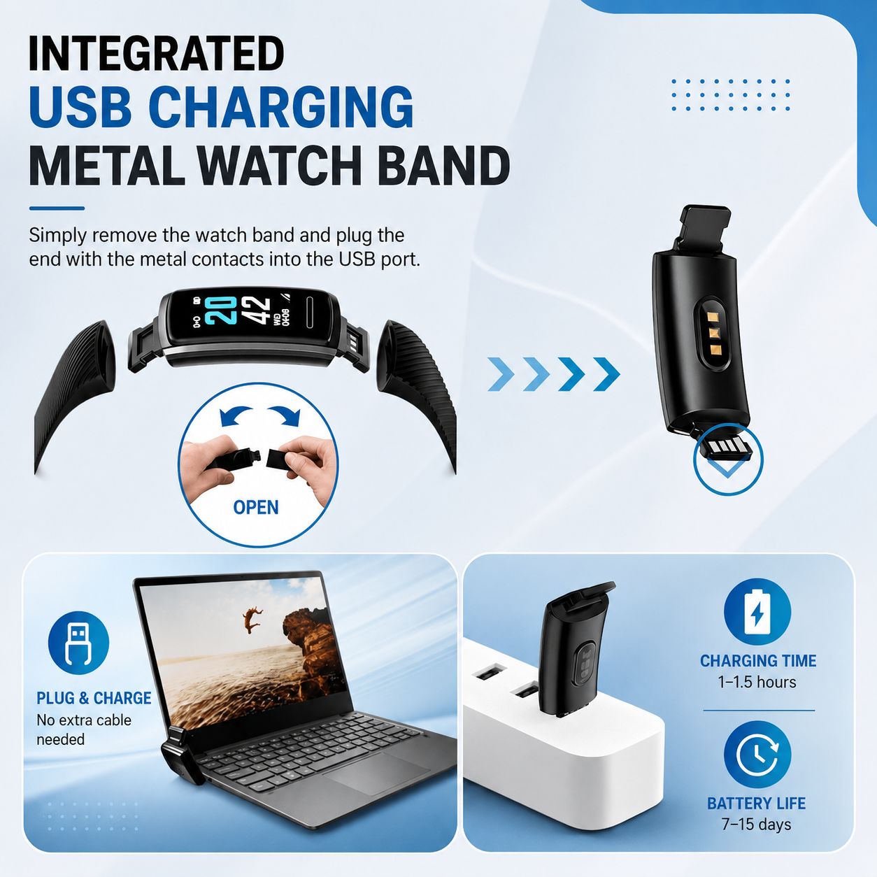 Smartwatch für Senioren | Mit Großem Display | Fitness-Tracker mit Schritt- & Pulsanzeige | VitaBand