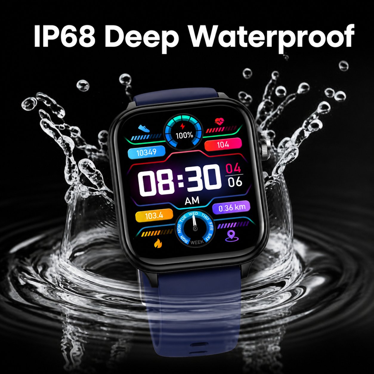 Smartwatch mit SOS-Notfallalarm und Sturzerkennung | Herzfrequenz-, Sauerstoff- und Aktivitätsmessung | Bluetooth und wasserdicht