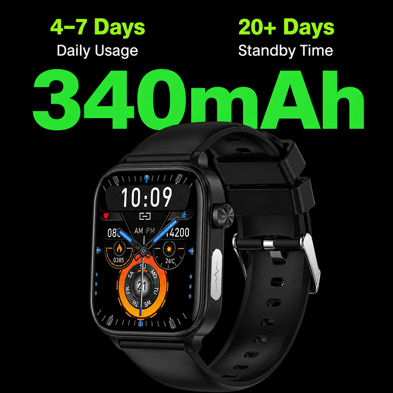 Smartwatch mit SOS-Notfallalarm und Sturzerkennung | Herzfrequenz-, Sauerstoff- und Aktivitätsmessung | Bluetooth und wasserdicht