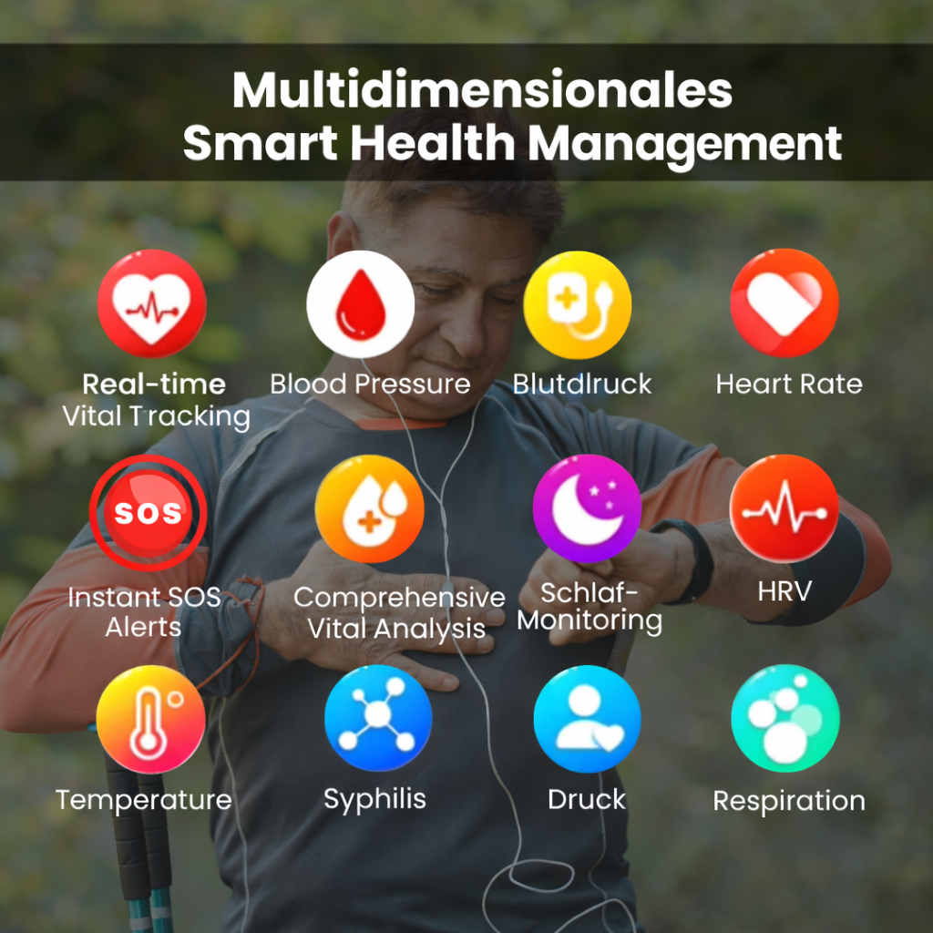 Smartwatch met SOS Noodalarm & Valdetectie | Hartslag, Zuurstof en Activiteit Tracking | Bluetooth & Waterbestendig