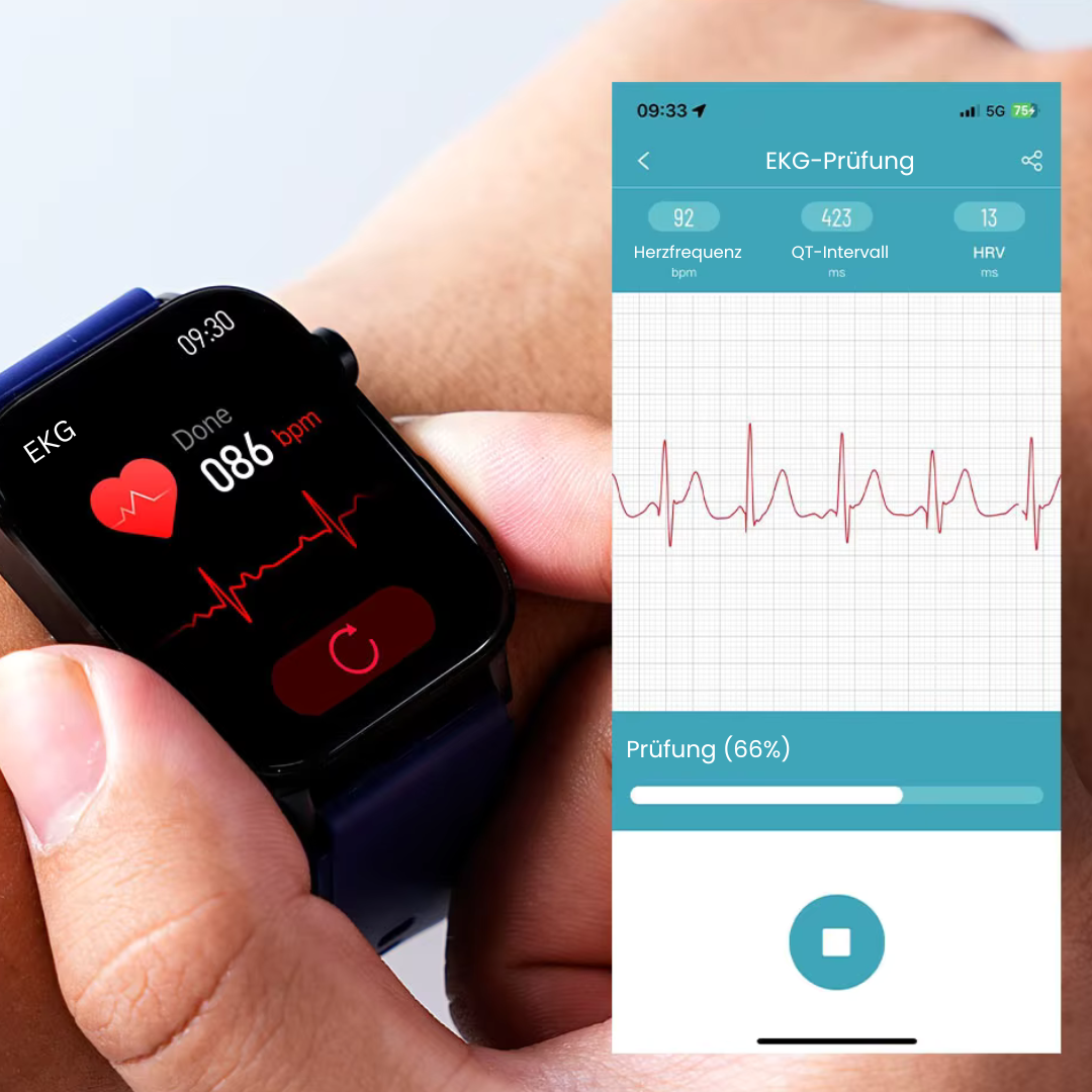 Smartwatch mit SOS-Notfallalarm und Sturzerkennung | Herzfrequenz-, Sauerstoff- und Aktivitätsmessung | Bluetooth und wasserdicht