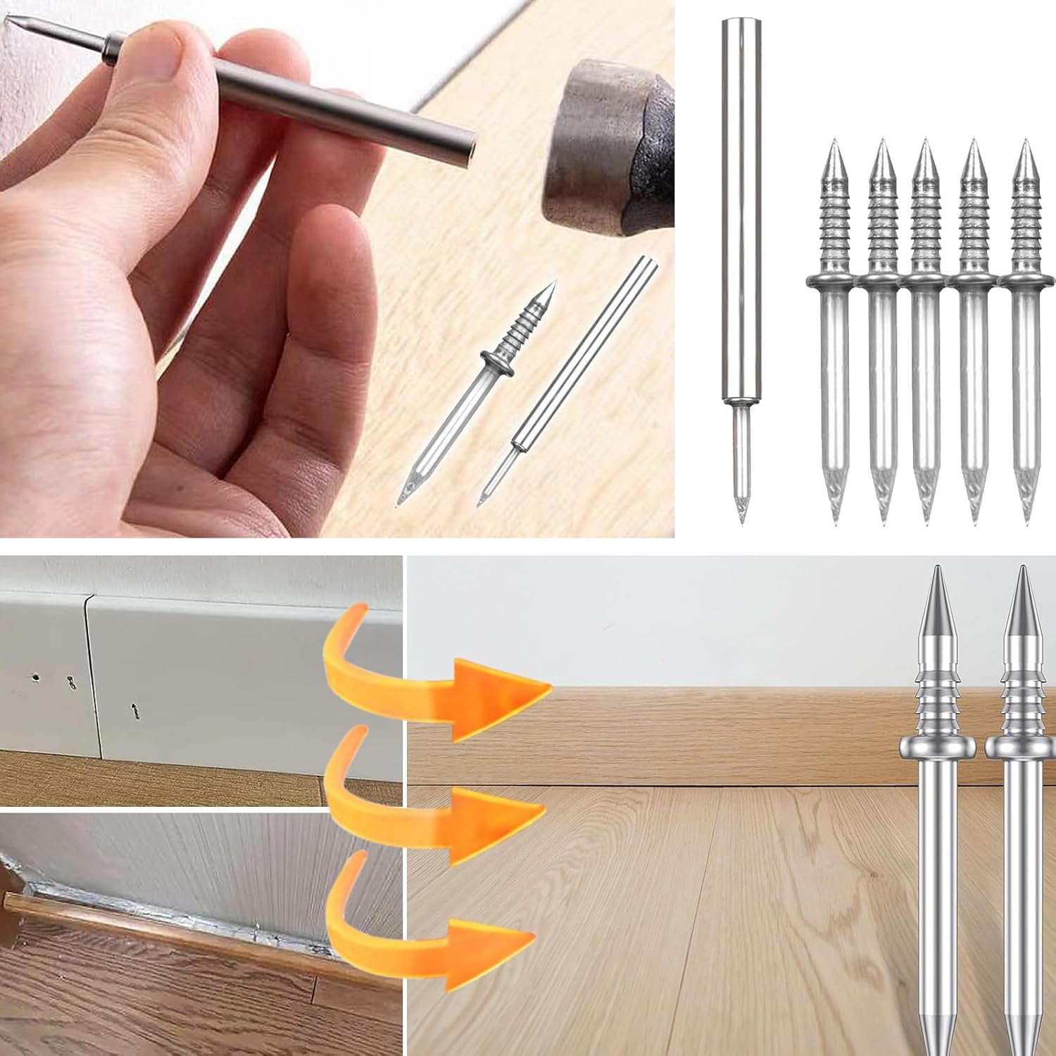 Sockelleisten Nagel Set | Doppelkopf-System | Präzise Montage | BaseFix Pro