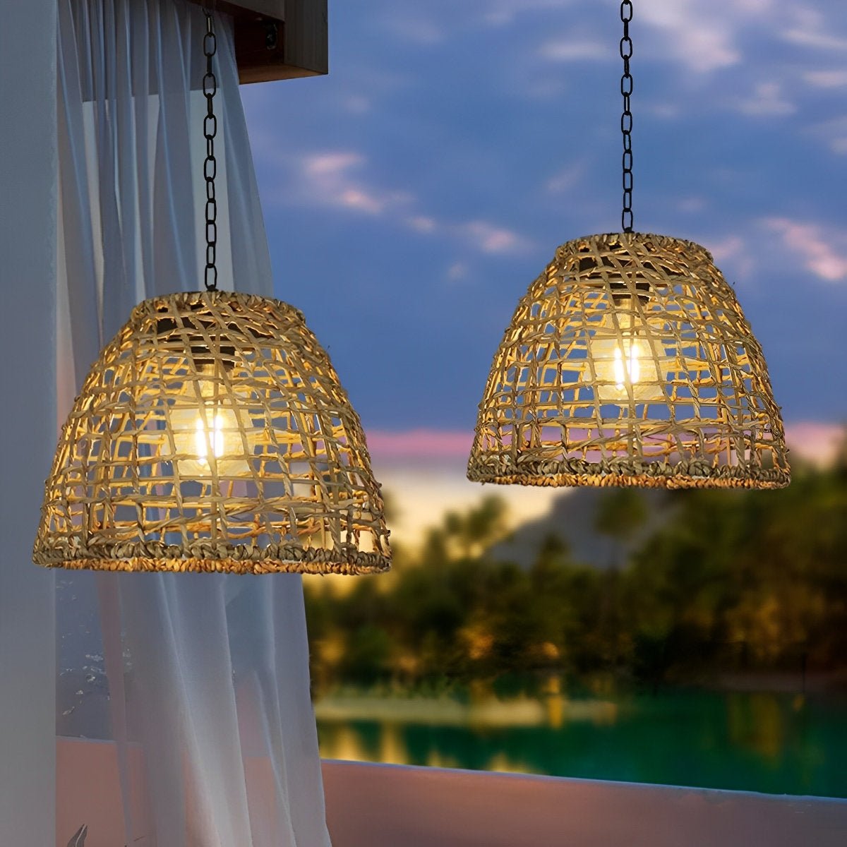 Solar Glockenlaterne | Boho Rattan | Wetterfest | NatureLume