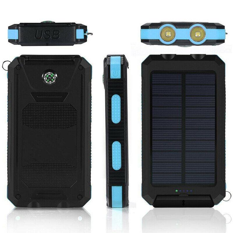 Solar Powerbank Wasserdicht | 500000 mAh Kapazität, Dual USB Ausgänge | IP44 Schutzklasse mit LED Taschenlampe 1