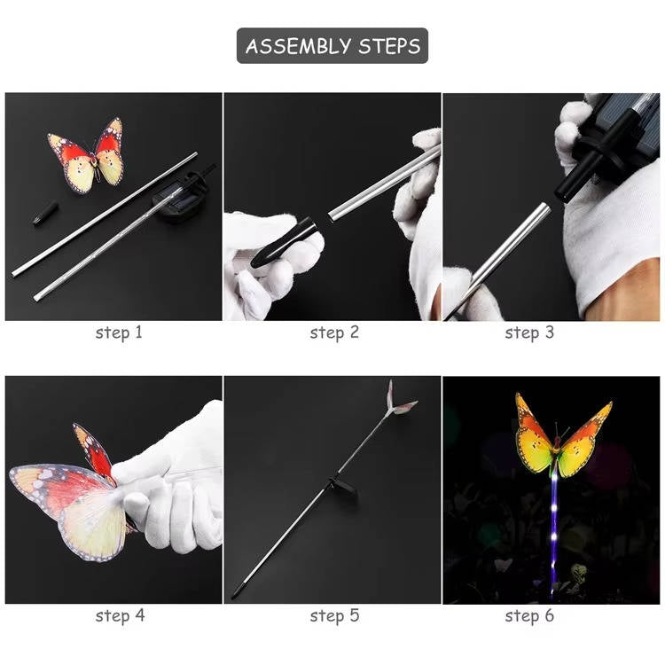 Solar Schmetterling Gartenleuchten 3er Set | 7-Farben LED mit Dämmerungssensor | IP65 Wasserdicht, 50.000 Std Lebensdauer