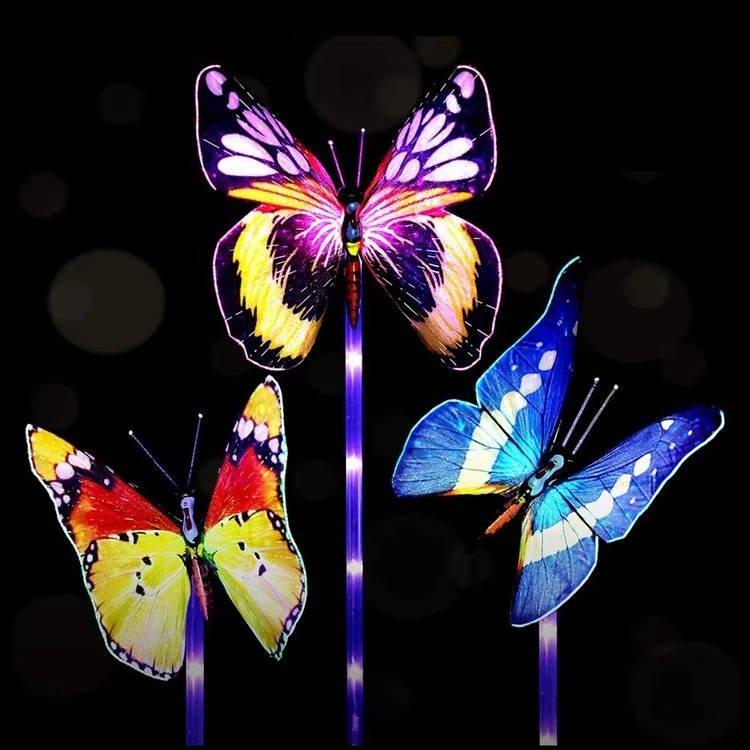 Solar Schmetterling Gartenleuchten 3er Set | 7-Farben LED mit Dämmerungssensor | IP65 Wasserdicht, 50.000 Std Lebensdauer