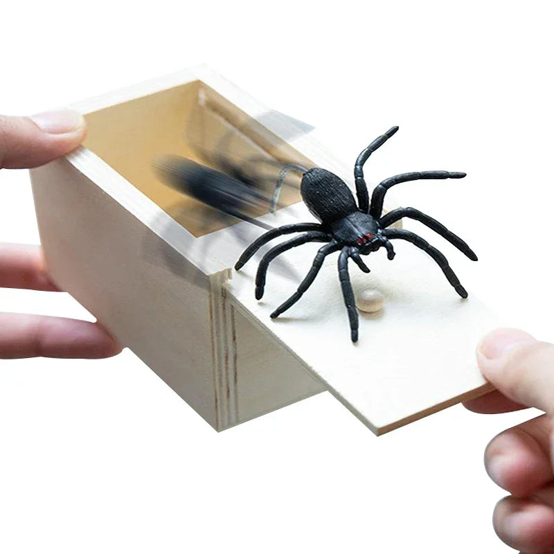 Spinnen-Streichbox Halloween | Versteckter Klappmechanismus für Überraschungseffekt | Aus Holz, wiederverwendbar für endlosen Spaß