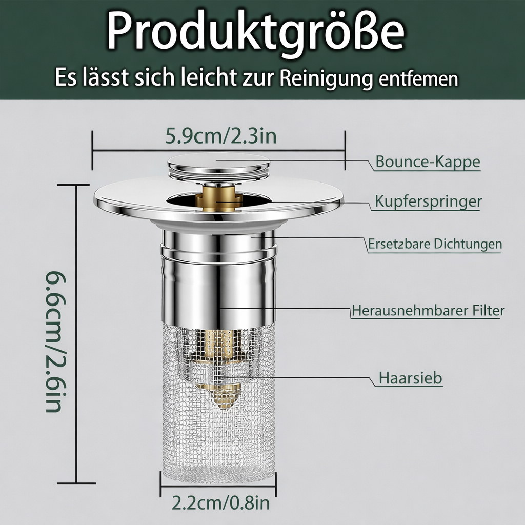Spülbecken drainageverschluss | Verstopfungsfreier Edelstahlfilter | FilterPro