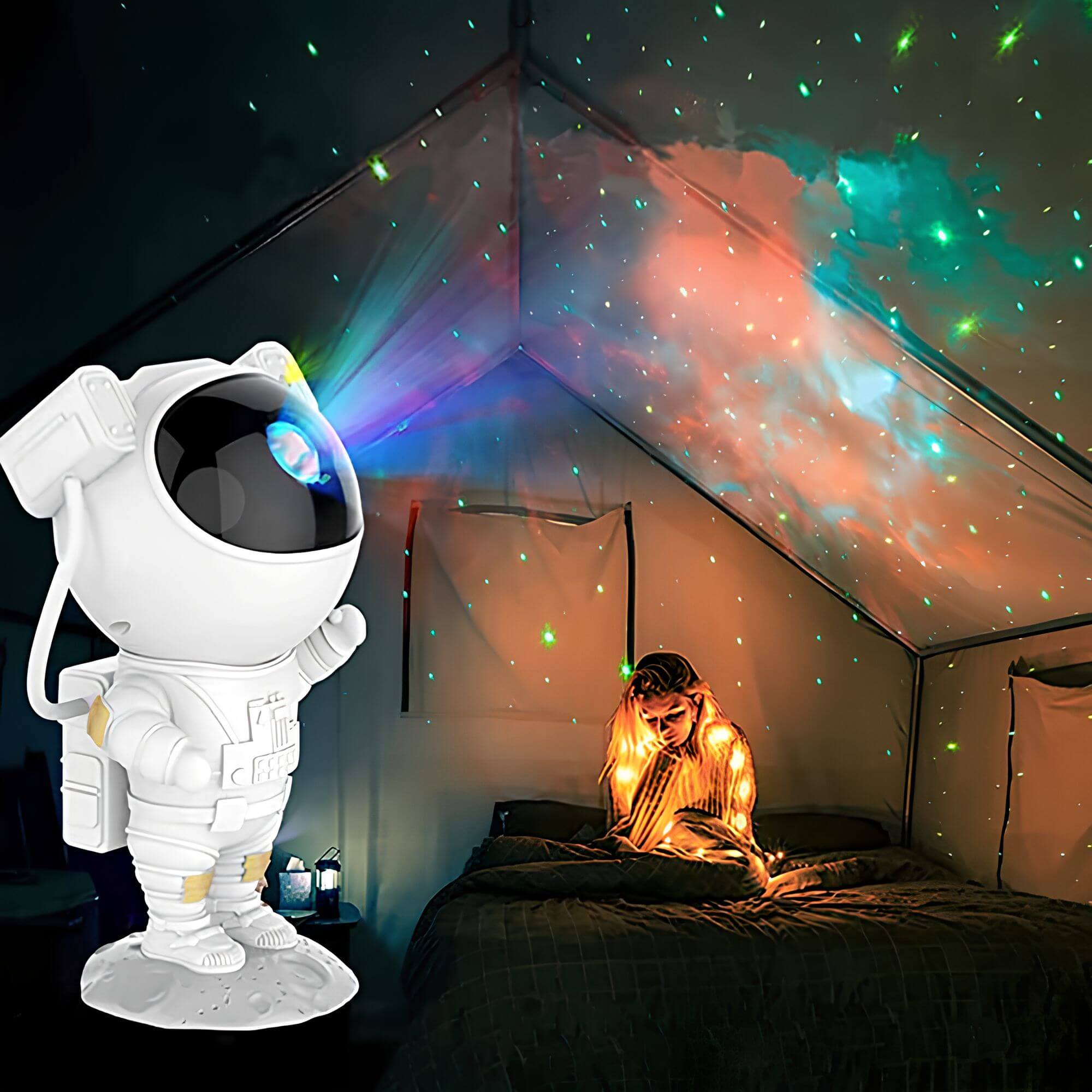 Sternenhimmel-LED-Projektorlampe | Astronauten-Design | Galaxie an Decke & Wand | AstroGlow