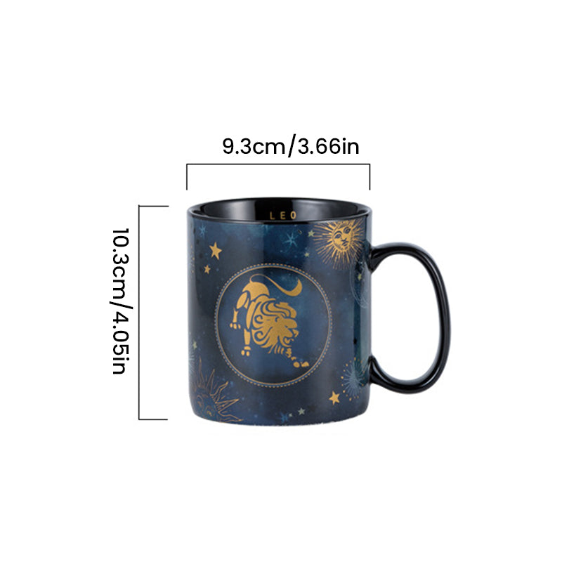 Sternzeichen Kaffeetasse Keramik | Sternbild-Muster wird bei Hitze sichtbar | 12 Motive, 401-500 ml Fassungsvermögen