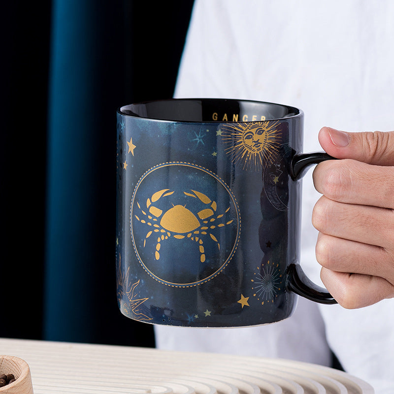 Sternzeichen Kaffeetasse Keramik | Sternbild-Muster wird bei Hitze sichtbar | 12 Motive, 401-500 ml Fassungsvermögen