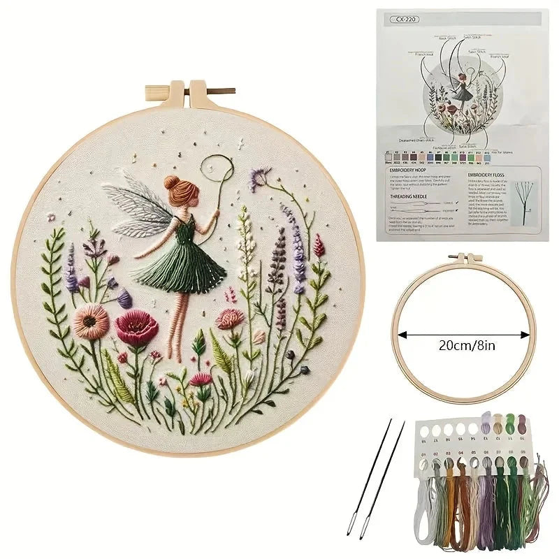 Stickset Feenmädchen | Vorgezeichnetes Motiv | Anleitung und Videos | CraftLuna