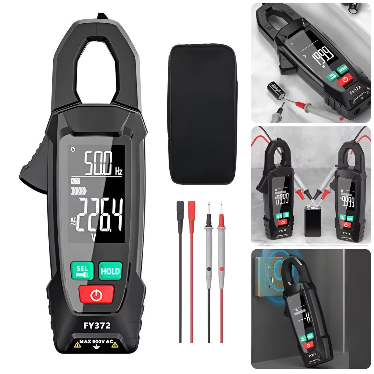 Strommesszange AC/DC | True RMS, 600V, 200A, Widerstand bis 60 MΩ | Auto-Range, NCV-Erkennung, Taschenlampe, Datenhaltefunktion