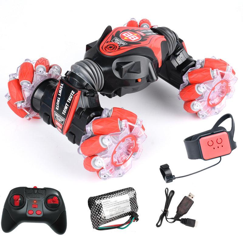 Stunt Auto 2in1 mit Handgesten-Steuerung | Fernbedienung, 360° Drehungen & Flips | LED-Lichteffekte, Rot oder Blau 2