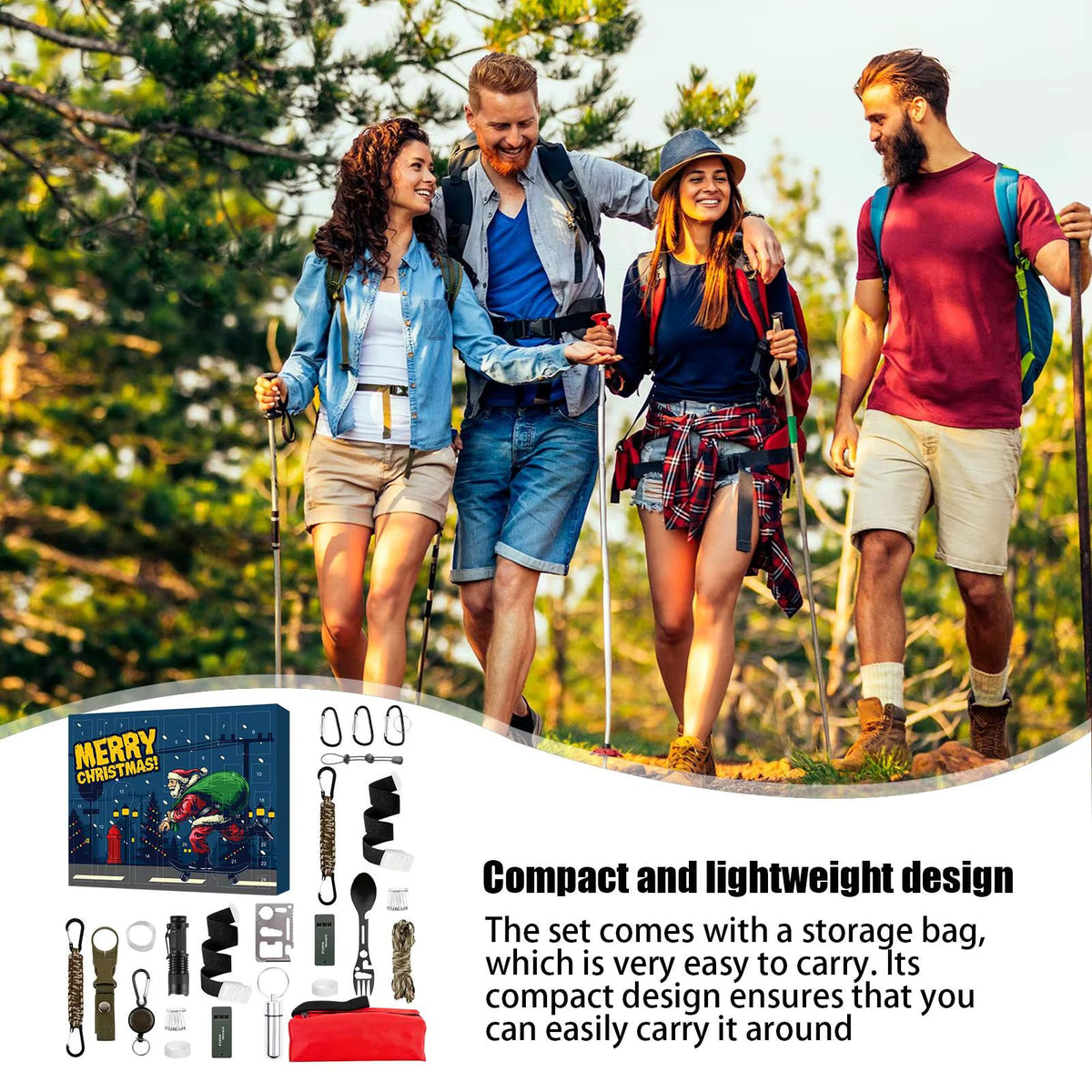 Survival Adventskalender Multitool Taschenlampe mit Paracord-Schnur