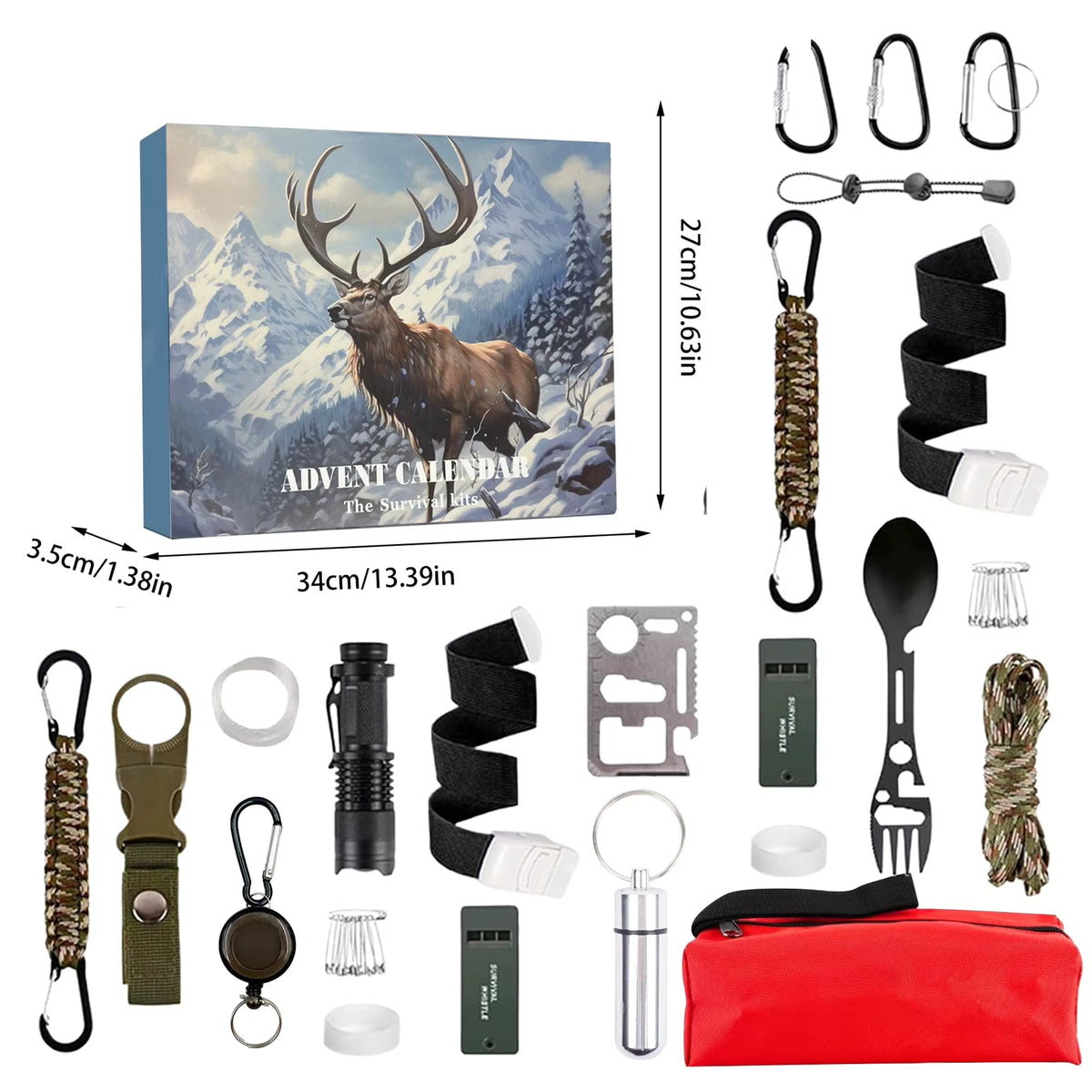 Survival Adventskalender Multitool Taschenlampe mit Paracord-Schnur