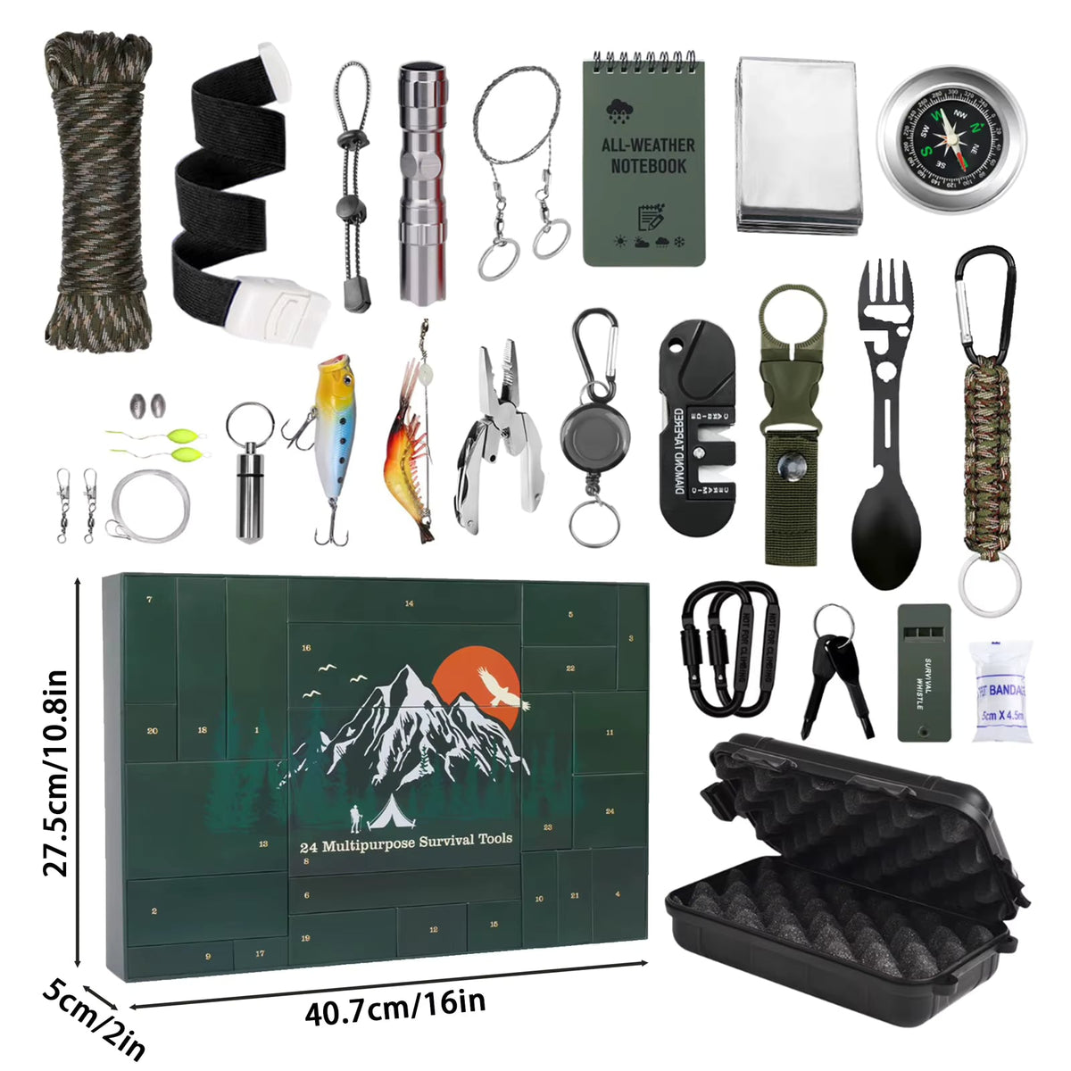 Survival Adventskalender Multitool Taschenlampe mit Paracord-Schnur