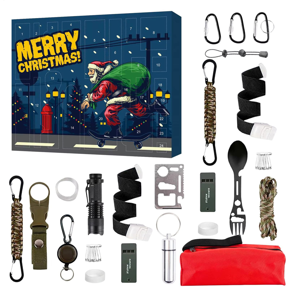 Survival Adventskalender Multitool Taschenlampe mit Paracord-Schnur 1