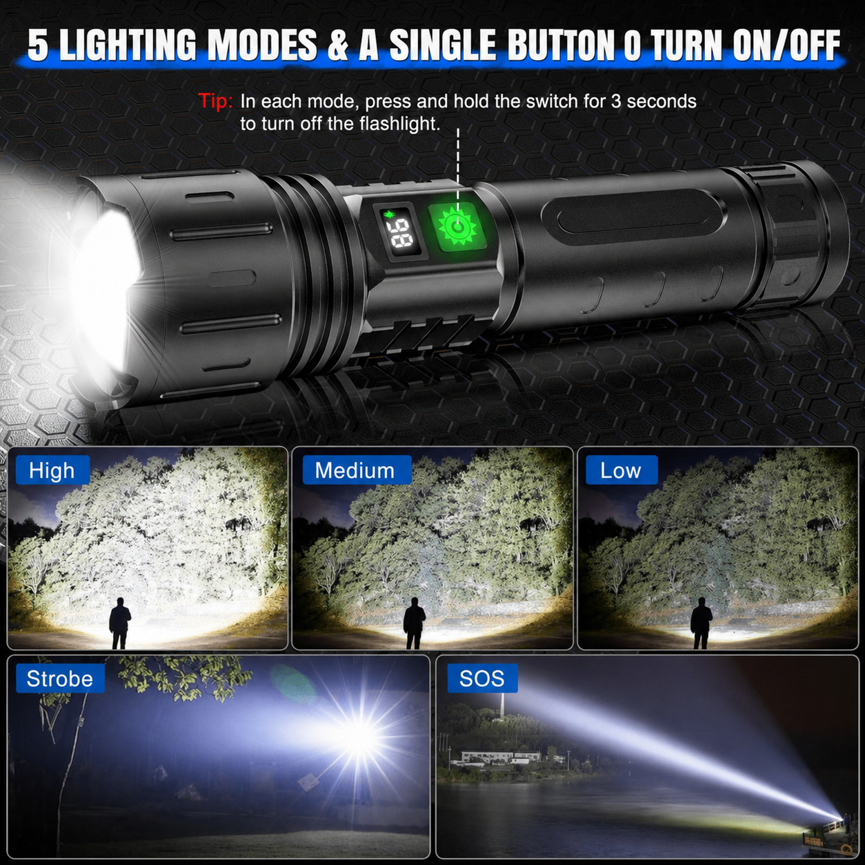 Taschenlampe LED Aluminium | USB-C Akku | Powerbank-Funktion | LuxCore