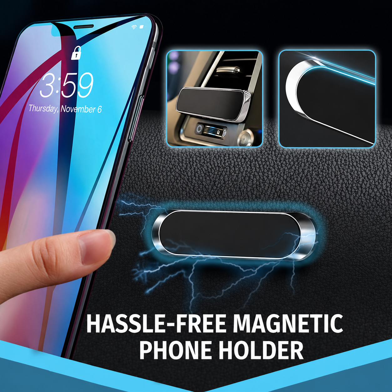 Telefonhalter | 6 N50-Magnete & 360°-Drehung | Zinklegierung mit Nanobeschichtung | Clipzero