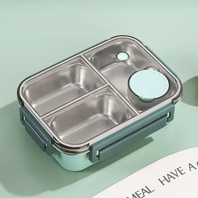Thermobehälter für Essen | Mehrfach-Fächer Edelstahl | Auslaufsicherer Klickverschluss | Warmpack