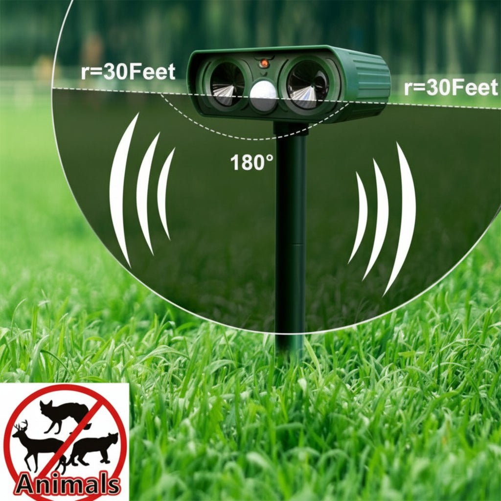 Tierabwehrgerät | Bewegungsgesteuerter Ultraschallschutz | Wetterfest und Kabellos | WildAway
